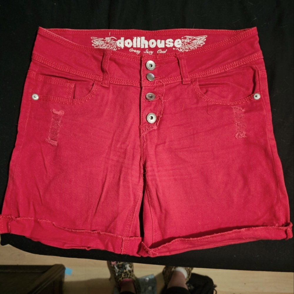 Dollhouse brand red denim shorts